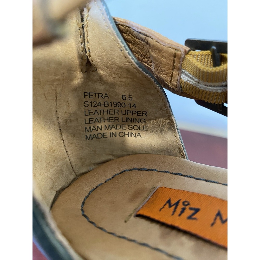 Miz Mooz Petra Wedge Heel Sandals Women's Size 6.5 Blue and Beige Leather Shoes - Picture 9 of 10